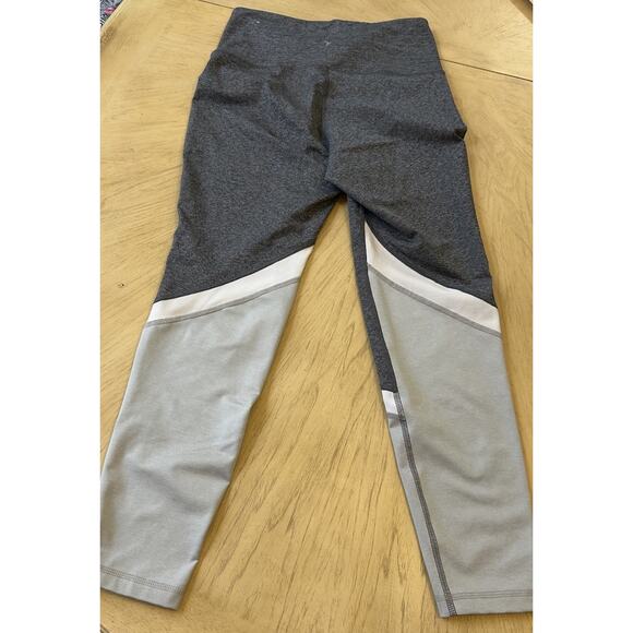 Old Navy Yoga Pants Zipper High Waisted Leggings Color block Pink Gray Gym Med - Picture 3 of 11